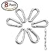 Homder 8 Pack Silver Spring Snap Hook Stainless Steel Snaps 304 Clip Keychain Jungle Fast Hang Outdoor Snap Clip,Holds up to 154lb/70KG(Max)
