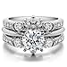 TwoBirch Sterling Silver Half Halo Prong and Channel Set Ring Guard With Cubic Zirconia (1.01 ct.)