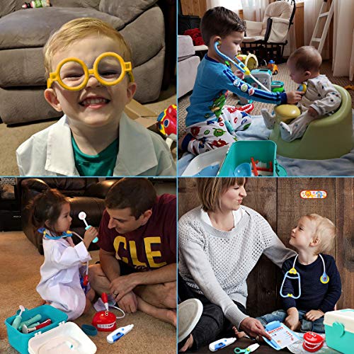 Tencoz Kids Doctor Kit, 31 Piece Pretend Play Toys Dentist Medical Educational Toy with Electronic Stethoscope for Boys Girls Ages 3-6 - Thumbnail 4