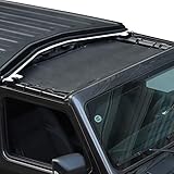 Voodonala Sun Shade Mesh Top Sunshade for 2018 2019 Jeep Wrangler JL JLU 2020 Gladiator JT (Plain Black)