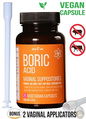 Fast relief vaginal suppositories 25 vegan capsules boric acid 60…