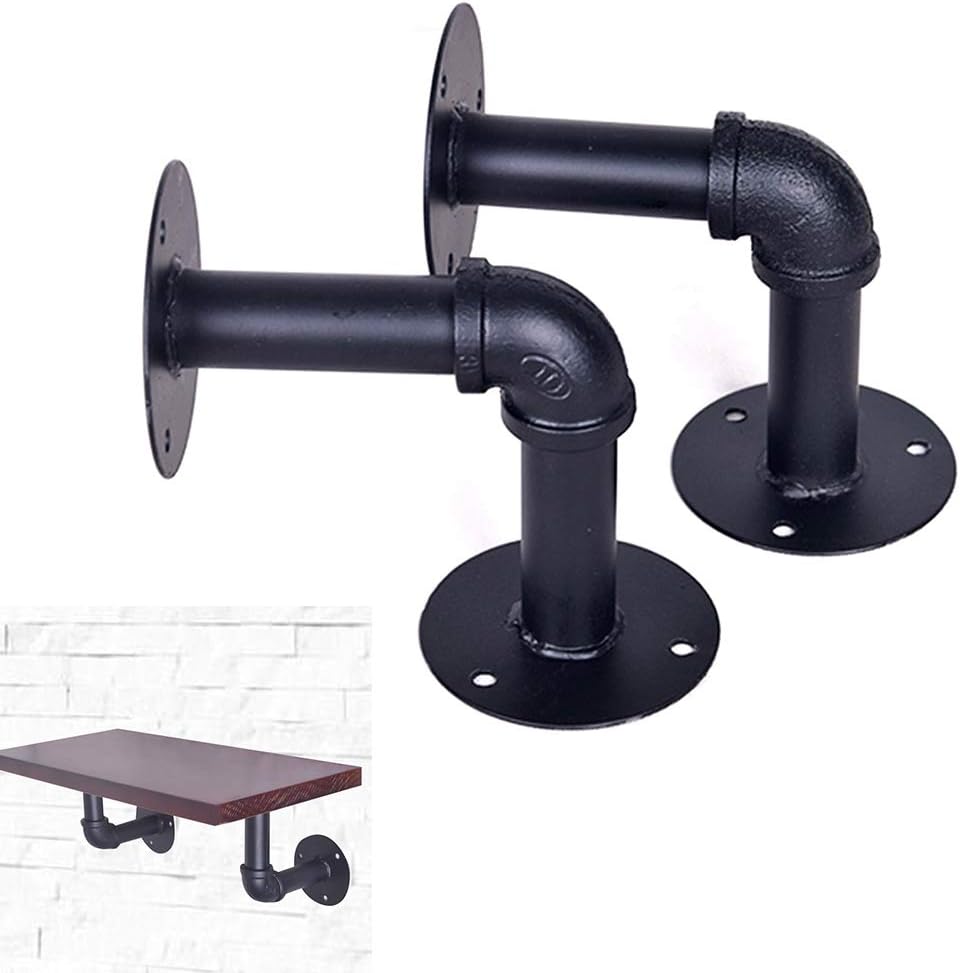 Mueble 2 Piezas de Pared Negra Retro Industrial Viento Fijo Soporte de