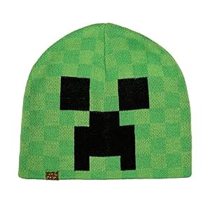 JINX Minecraft Creeper Face Knit Beanie (Green, L/XL)