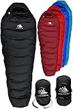 Hyke & Byke Snowmass 0 Degree Down Sleeping Bag for Backpacking, Ultralight Mummy Down Bag with Lightweight Compression Sack and Five (5) Color Options