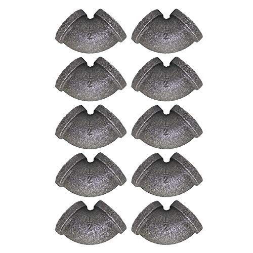 LONG TAO 1/2" Black Cast Pipe Fitting, Elbow 90,Threaded Pipe Nipples Industrial Piping Plumbing Supplies,10-Pack