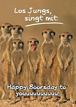 Geburtstagskarte mit Musik, Din A5 - Erdmännchen Häppy Böörsday - Soundkarte