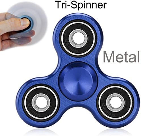 High Speed Finger Spinner Fidget Blue: Metal Hand Fidgets Spin Toy, ADD, ADHD, Anxiety, Autism for Adults (Blue)