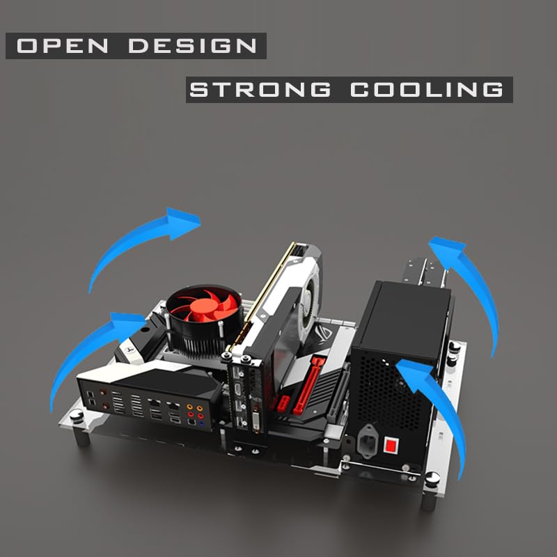 DIY Acrylic Open Frame PC Case for MATX, ITX Motherboards – Gaming & Test Bench Rack for PC Builds