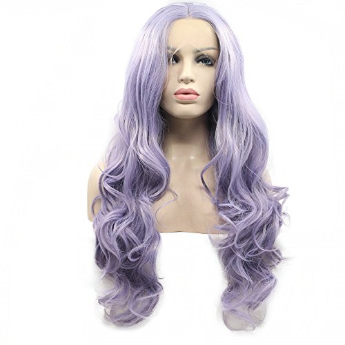 Pastel Lilac Lavender Purple Wig Mix Color Heat Resistant Long