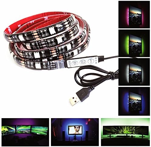 RoLightic Bias Lighting Led TV Backlight Kit,5050 5V USB Powered RGB Led Strip Lights - 39Inches (100CM-3.28Ft) Accent Background Light for HDTV,Flat Screen,PC,LCD Desktop Monitors,Under Cabinet