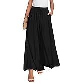 Aodemo Womens Wide Leg Pants Drawstring Trousers Loose Palazzo Casual Beach High Waist Flowy Pants with Pockets