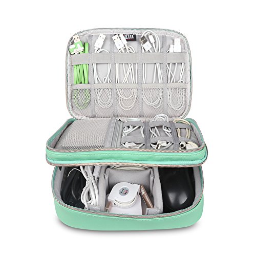 BUBM Portable Multi-functional Digital Storage Bag Electronic Accessories Travel Organizer Bag Data Cable Organizer (Green)