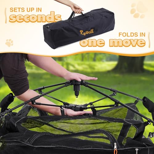 Rywell Extra Large Triple Catio Outdoor Cat Enclosure,57 * 43 * 43in Pop Up Catio Enclosure with Sunshade,Foldable Cat Tent for Puppy Rabbit Ferret(Within Carry Bag&Ground Stakes)