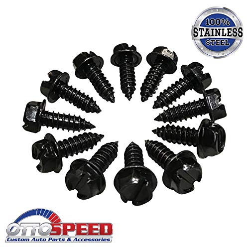 OttoSpeed Twelve (12) Black License Plate Screws Set of 12 Stainless