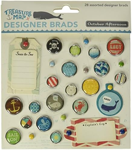 October Afternoon Treasure Map Designer Brads (28 Pack)
