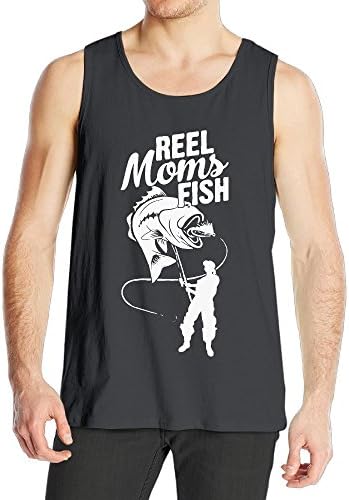 Quliuwuda Men Reel Moms Fish Fitness Jogging Black Shirts XL Tank Tops