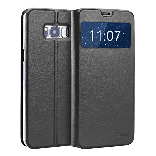 doupi Deluxe FlipCover for Samsung S8 Plus with Viewing Window Magnet FlipCase BookStyle Screen Protector Stand Protective Case, Black