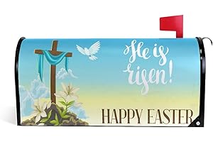 WOOR Dove and Spring Lily Flowers Happy Easter Magnetic Mailbox Cover MailWraps Garden Yard Home Decor for Outside Standard Size-18"x 20.8"
