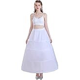 WOWBRIDAL Women's White 4-Hoop A-Line Floor Length Wedding Ball Gown Petticoat Crinoline Underskirt Slips