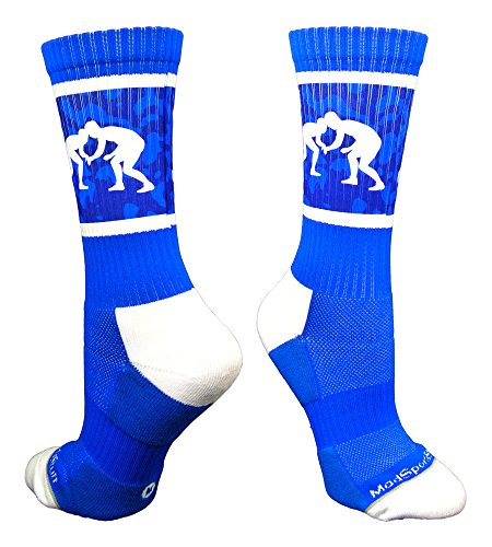 Fighting wrestlers crew socks (royal/white, medium)