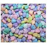 Lot of 150pcs Acrylic Heart Beads 9 mm Assorted Candy Color Mix Plastic Pastel Beads Bracelet Kawaii Rainbow Necklace Jewelry Making Craft Kits Kids