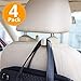 CHITRONIC 4 PCS Universal Car Seat Back Headrest Hanger Hooks (Beige) Storage for Purse Groceries Bag Handbag