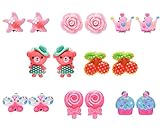 FSMILING 8 Pairs Animal Flower Clip On Earrings Set Kids Toddler Little Girls
