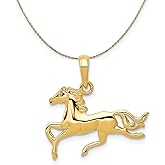 The Black Bow 14k Yellow Gold Polished Running Horse Necklace