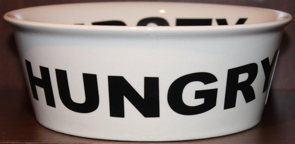 Fido's Diner Hungry/Thirsty Stoneware Dog Dish Large Dish 75/8 x 27