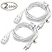 [UL Listed] Cable Matters 2-Pack 16 AWG 2 Prong Extension Cord 10 ft, 13A 3-Outlet Extension Cords with Tamper Guard, 13 Amp, 1625 Watts, White