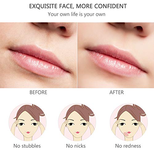 Facial Hair Removal for Women, ETEREAUTY Painless Hair Remover Waterproof with 2 Count Replacement Head for Face Armpits Legs