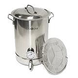 GasOne 32QT - 8 Gallon Stainless Steel Home Brew Pot Brew Kettle Set 32 Quart TRI PLY Bottom for Beer Brewing Includes Lid Ball Valve Thermometer False Bottom Mesh Tube Tool Complete Kit ...