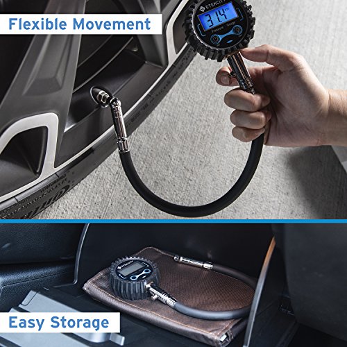 Etekcity GL-1099B Digital Tire Pressure Gauge 230 PSI with Backlit LCD, Air Bleed and Low Battery Indicator, Heavy Duty Measure Accuracy 0.1 Display Resolution for Truck, SUV, RV, Motorcycle - Thumbnail 4