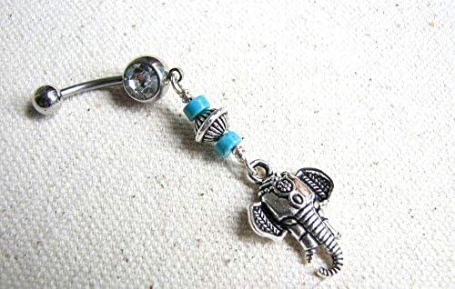 Amazon.com: Tribal Elephant Belly Ring Dangle with Turquoise: Handmade