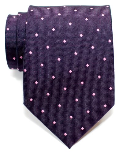 Retreez Retro Square Dots Woven Men's Tie - Dark Purple
