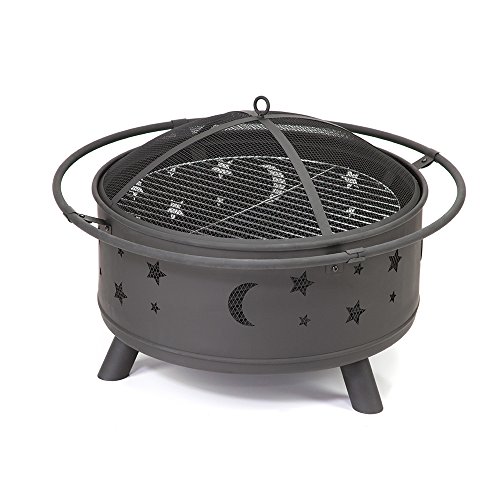 Round Celestial Metal Fire Pit Star And Moon Design Wood