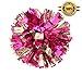 PUZINE Pack of 2 Metallic Foil & Plastic Ring Pom Poms (Pink with Silver) …