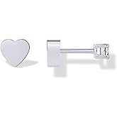 PAVOI 14K Gold Plated Double Sided Star and Heart Flat Back Stud Earrings for Women with Cubic Zirconia | Celestial Earring Screw Back Pair - Valentines Day Trendy Jewelry