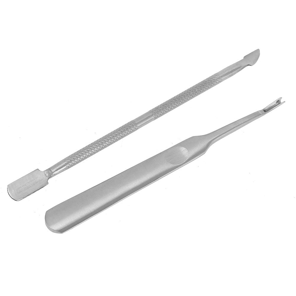 Uxsiya 2 Pcs Stainless Steel Cuticle Pusher Clipper Kit Pusher Cuticle Pusher Pedicure Tool for Removing Dead Skin