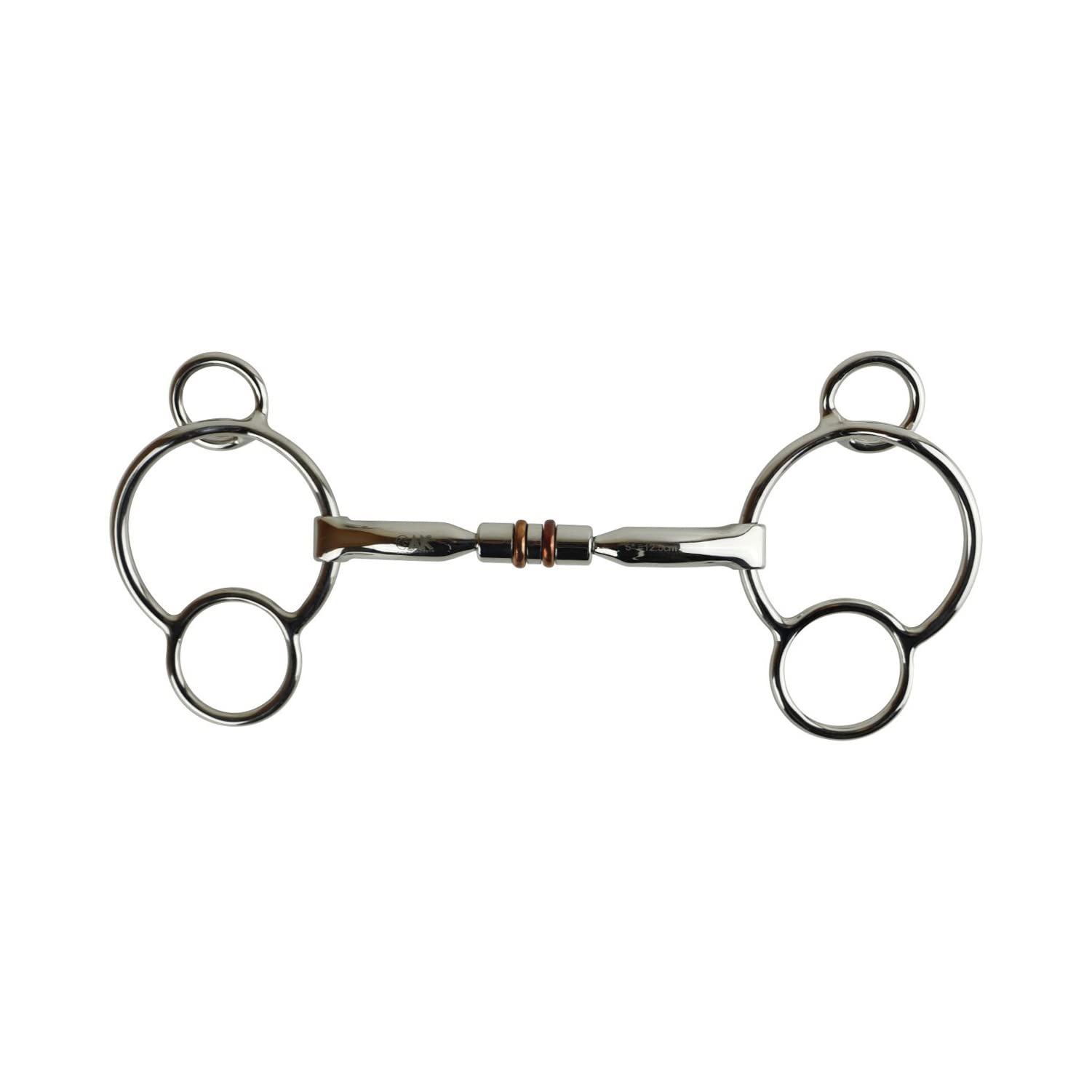 AK Universal Loose Ring Rotary Double Cooper Roller Snaffle Horse Riding Bits AKRS-2617 (6'', Silver)