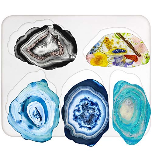 FUNSHOWCASE Agate Coaster Silicone Resin Mold, 5-Cavity 2.8-5.2inch