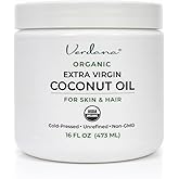 Verdana Organic Coconut Oil for Skin &amp; Hair, Extra Virgin Unrefined Cold Pressed, Rich Moisturizer for Dry Skin &amp; Body, USDA Organic, 16 fl oz Jar