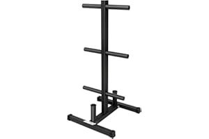 RitFit Horizontal/Vertical Weight Plates Rack, Weight Storage Rack with Barbell Bumper Weight Plates Holder for 2-Inch Weight Plates, Olympic Bar Storage Rack with Handle and Rolling Wheels