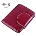 AINIMOER Women's Small Billfold Genuine Leather Tri-Fold Wallet with Zipper Pocket(Purple Red)