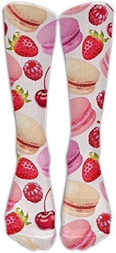 TTTea Macarons Donuts Cherry Strawberry Outdoor Athletic Long High Sock Stocking