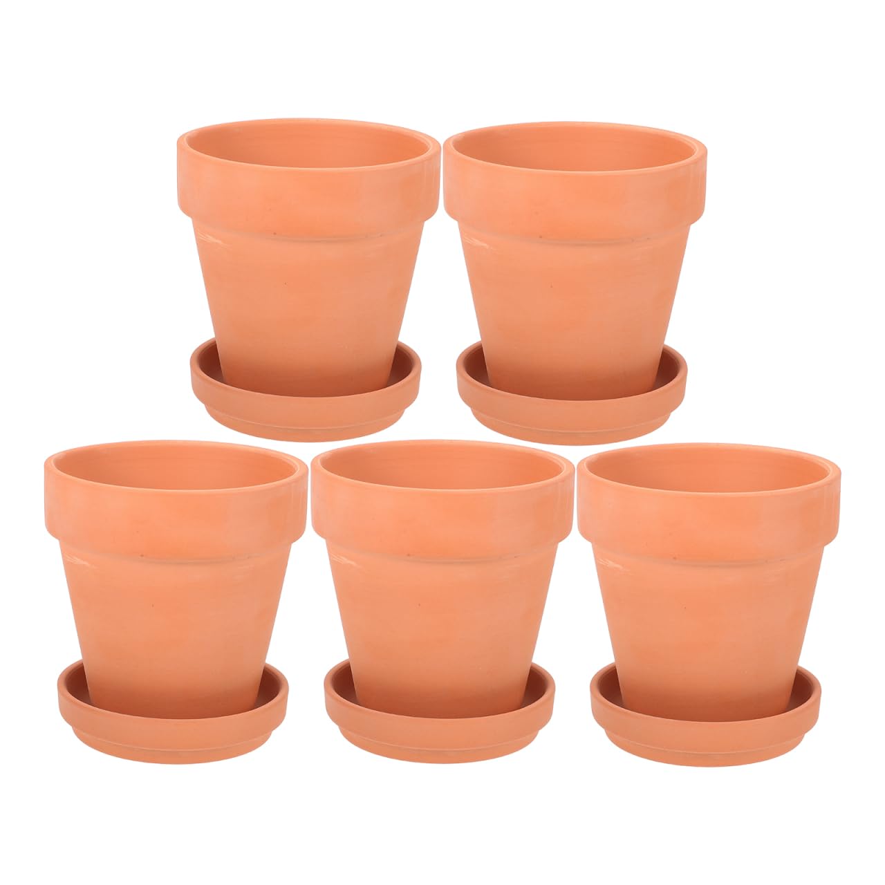 5sets Red Pottery Plant Pots Terracotta Planters with Base for Succulents Cacti and Herbs Smooth Texture for Home Decor and Gardening Projects