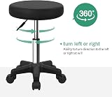 FURWOO Round Rolling Stool with Wheels Height Adjustable Spa Stool Black view 4