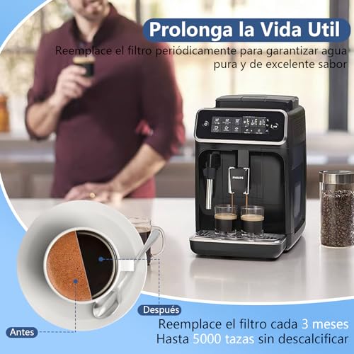 Paquete de 4 Filtro de agua compatible con Philips Saeco AquaClean CA6903/10/00/01/22/47, purificador de agua de escala antical dedicado, con carbón activado, para máquina espresso súper automáticas