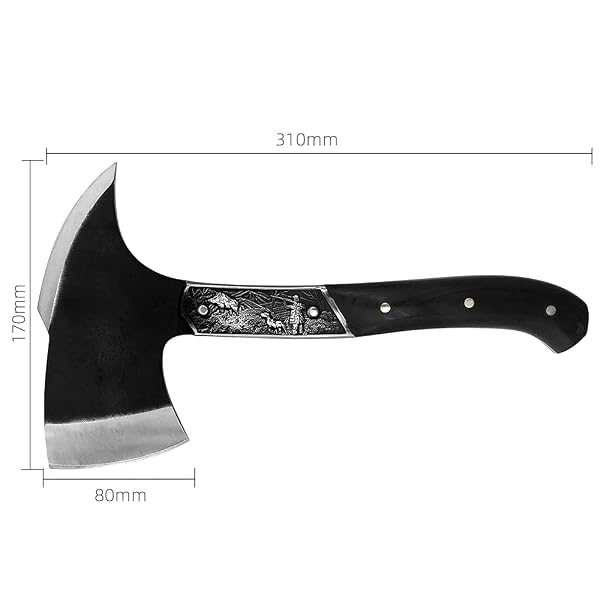 BLACK CHOPPING AXE, FULL TANG WOODEN HANDLE WOOD SPLITTING AND CUTTING, CAMPING OUTDOOR HATCHET WITH SHEATH, RETRO DESIGN FOR BUSHCRAFT AXES