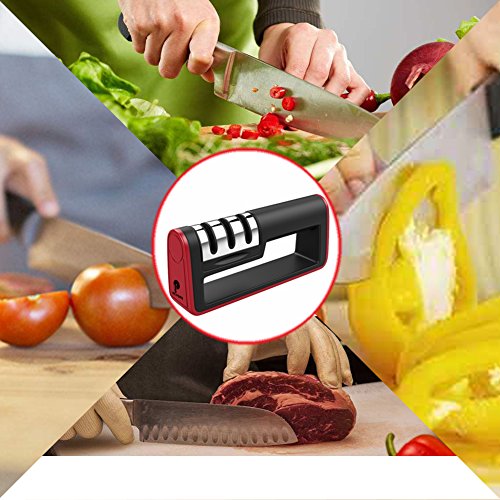 Utility Kitchen Knife Sharpener 3-Stage Sharpening Tool Knife Sharpening System By NCPOPU Manual Sharpener - Thumbnail 6